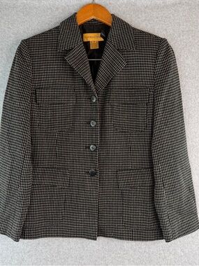 Vintage Button Up Black Blazer Coat By Classique's Wool Blend Quiet Luxury Sz 8